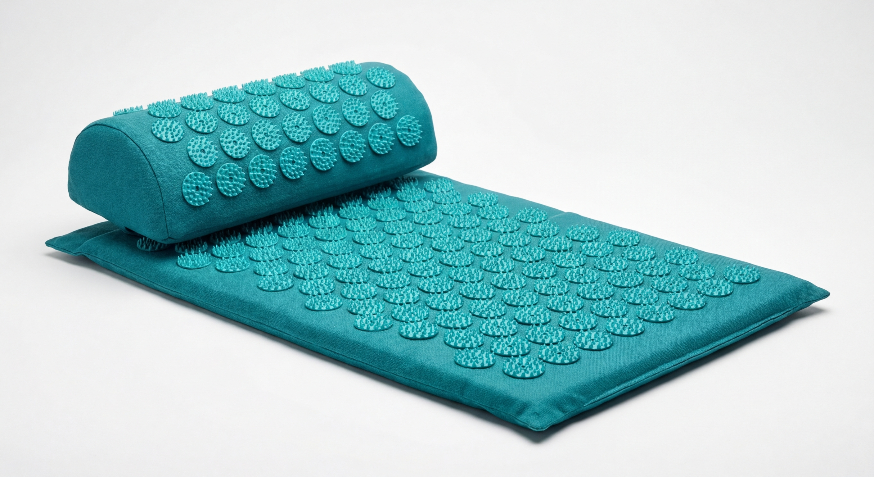 ProsourceFit Acupressure Mat and pillow set in teal with thousands of stimulation points