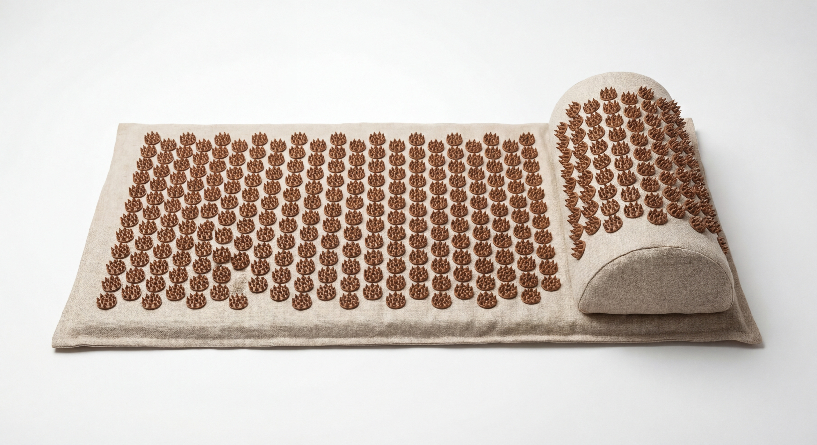 Shakti Acupressure Mat and pillow set in natural linen colour for back pain and sciatica relief