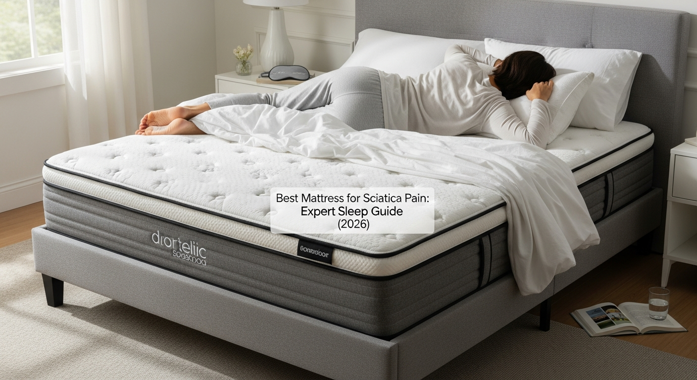Person sleeping comfortably on a supportive mattress in a serene bedroom setting