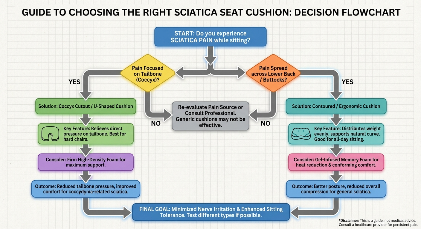 Use this guide to pick the right cushion for your specific sciatica type and sitting habits