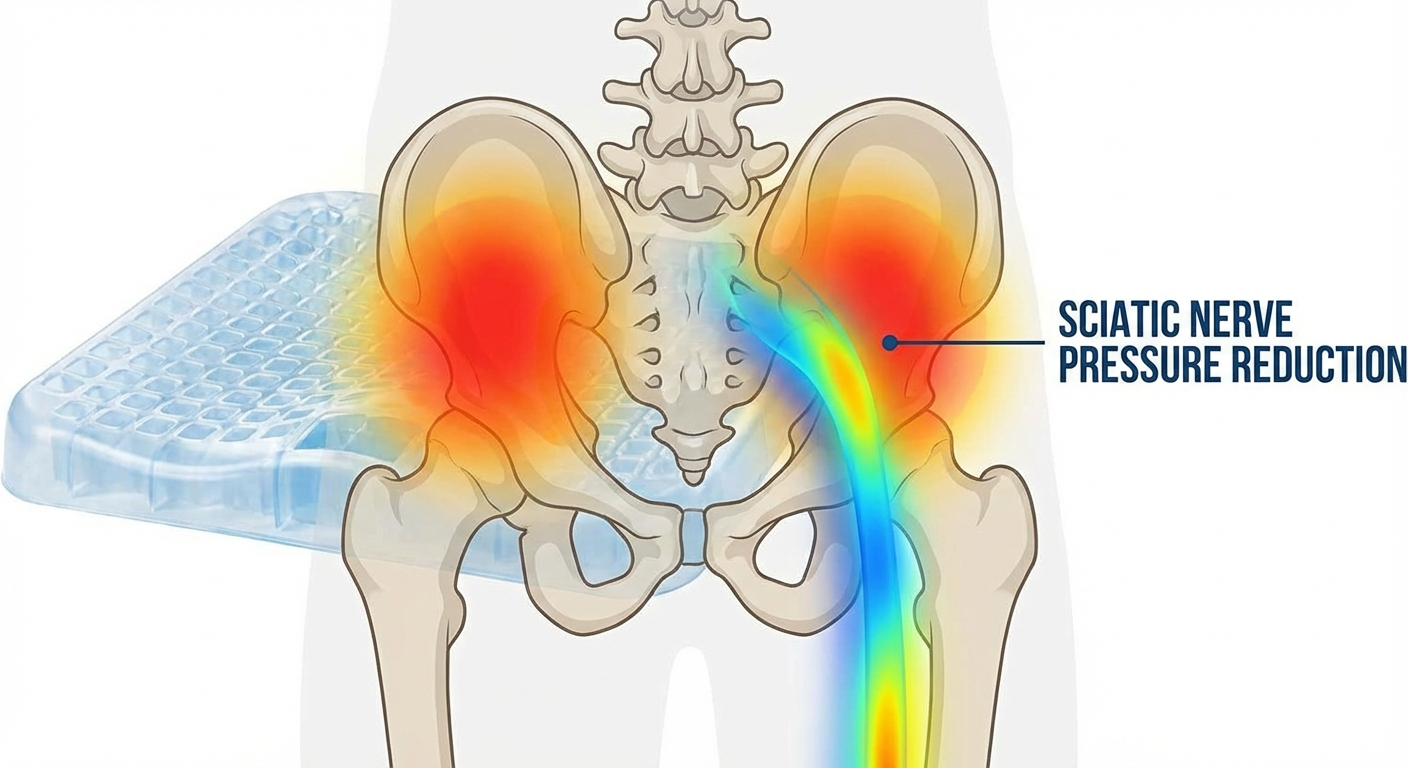 Gel cushions distribute pressure across a larger surface area, reducing nerve compression by up to 35%