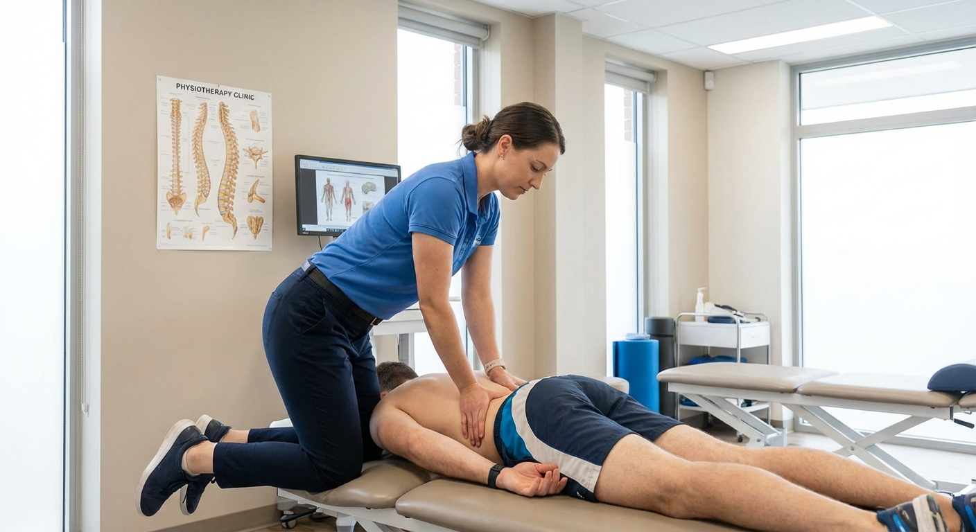Doctor examining patient with sciatica nerve pain