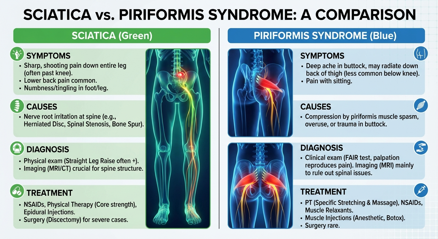 Sciatica vs piriformis syndrome — full symptom and treatment comparison