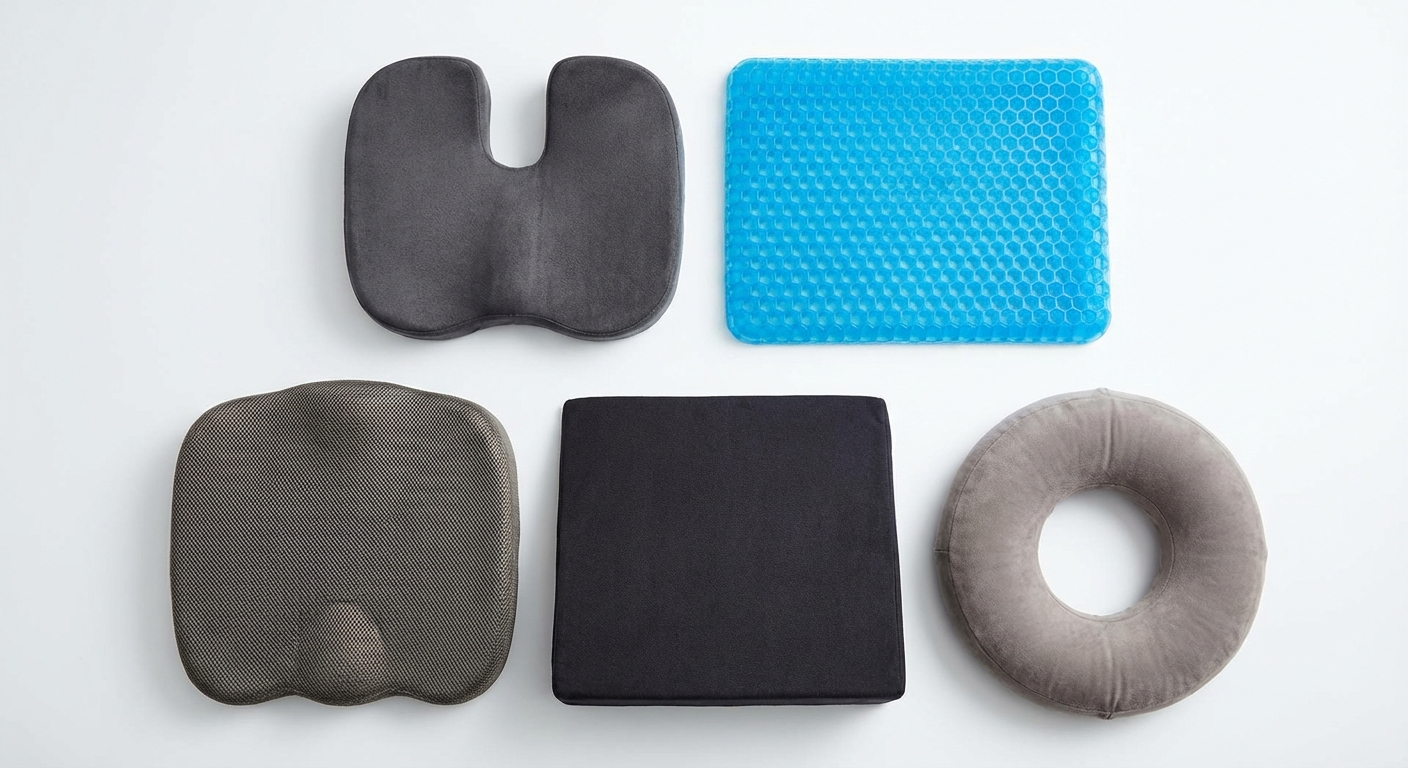 The 5 main cushion types for sciatica — the coccyx cutout design is the clinical standard